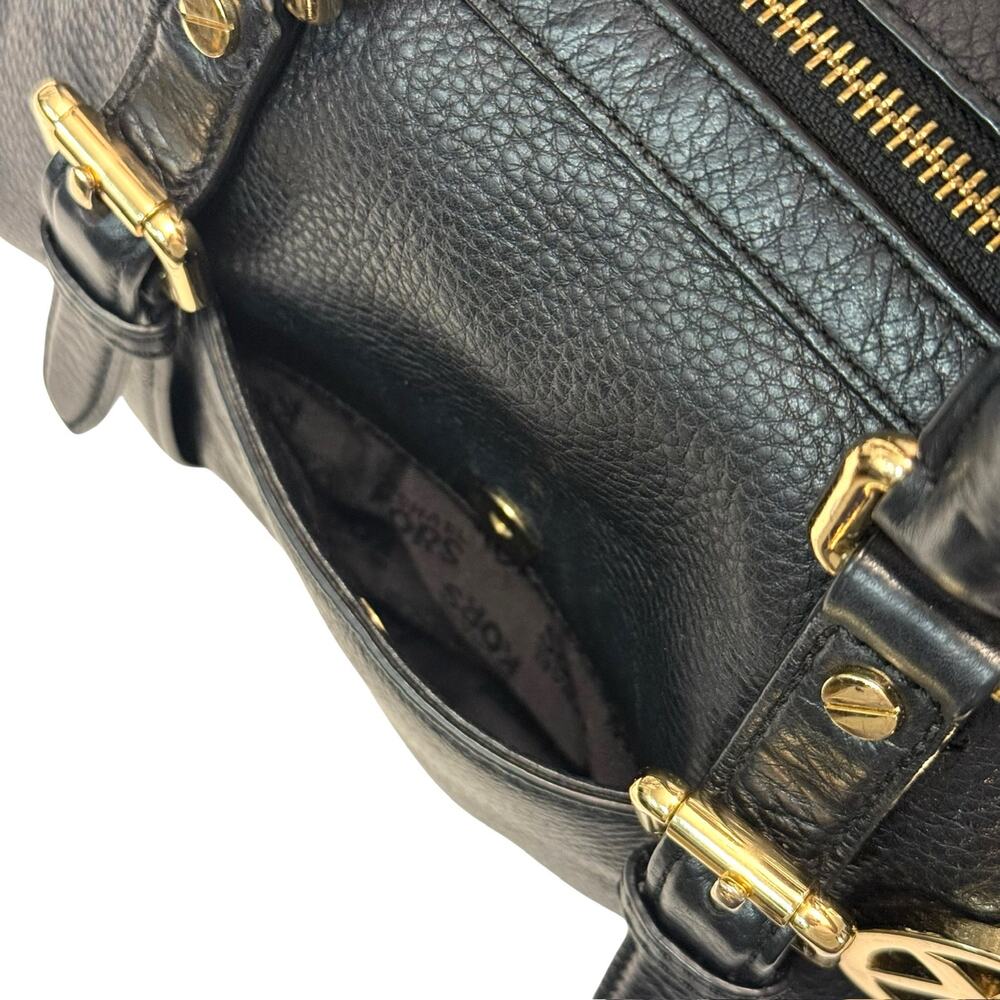 Michael Kors Bedford Medium Bowling Satchel in Black - Pebbled Leather - Picture 5 of 8
